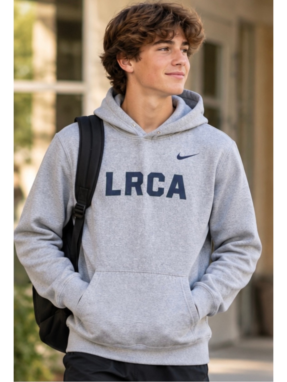 Nike Little Rock Christian Academy LRCA Gray Pullover Kangaroo Pocket Hoodie YXL